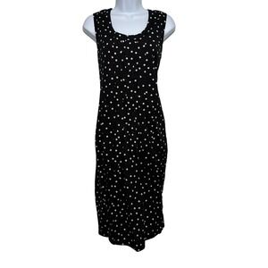 Tulip Santa Fe Dress Womens S Black Polka Dot Cotton Tank Midi Pockets Lagenlook